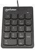 Manhattan Numeric Keypad, Wired, USB-A, 18 Full Size Keys, Black, Membrane Key Switches, Windows and Mac, Three Year Warranty, Blister 33885