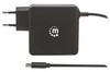 Manhattan Wall/Power Charger (Euro 2-pin), USB-C and USB-A ports, USB-C Output: 60W / 3A, USB-A Output: 2.4A, USB-C 1m Cable Built In, Black, Three Year Warranty, Box 180238 766623180238