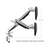 SIIG AC CE-MT2E12-S1 High Premium Aluminum Gas Spring Desk Mount Dual Sliver