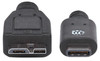 Manhattan USB-C to Micro-USB Cable, 1m, Male to Male, Black, 10 Gbps (USB 3.2 Gen2 aka USB 3.1), 3A (fast charging), Equivalent to Startech USB31CUB1M, SuperSpeed+ USB, Lifetime Warranty, Polybag 353397 766623353397
