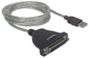 Manhattan USB-A to Parallel Printer DB25 Converter Cable, 1.8m, Male to Female, 1.2Mbps, IEEE 1284, Bus power, Black, Three Year Warranty, Blister 336581 766623336581