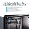 StarTech.com 1U Adjustable Mounting Depth Vented Rack Mount Shelf - Heavy Duty Fixed Rack Shelf - 250lbs / 113kg 41122