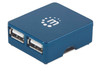 Manhattan USB-A 4-Port Micro Hub, 4x USB-A Ports, Blue, 480 Mbps (USB 2.0), Bus Power, Equivalent to Startech ST4200MINI2, Hi-Speed USB, Three Year Warranty, Blister 160605 766623160605