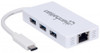 Manhattan USB-C Dock/Hub, Ports (x4): Ethernet and USB-A (3), 10/100/1000 Mbps network, 5 Gbps (USB 3.2 Gen1 aka USB 3.0), External Power Supply Not Needed, 14cm Cable, Equivalent to Startech HB30C3A1GEA, SuperSpeed USB, White, 507608 766623507608