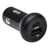 Tripp Lite U280-C02-24W-1B Dual-Port USB Car Charger with 24W Charging - USB-C (24W) PD 3.0, USB-A (24W) QC 3.0, Black U280-C02-24W-1B 037332254092