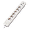 Tripp Lite TLP6G18USB 6-Outlet Surge Protector with USB Charging - German Type F Schuko Outlets, 220-250V, 16A, Schuko Plug, White TLP6G18USB 037332251664