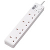 Tripp Lite PS4B18 4-Outlet Power Strip - British BS1363A Outlets, 220-250V AC, 13A, 1.8 m Cord, BS1363A Plug, White PS4B18 037332250247