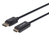 Manhattan DisplayPort 1.1 to HDMI Cable, 1080p@60Hz, 3m, Male to Male, DP With Latch, Black, Not Bi-Directional, Three Year Warranty, Polybag 153188 766623153188