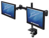 Manhattan TV & Monitor Mount, Desk, Full Motion, 2 screens, Screen Sizes: 10-27", Black, Clamp Assembly, Dual Screen, VESA 75x75 to 100x100mm, Max 6kg (each), Lifetime Warranty 420808 766623420808