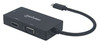 Manhattan USB-C Dock/Hub, Ports (x3): DVI-I, HDMI and VGA Ports, Note: Only One Port can be used at a time, External Power Supply Not Needed, Cable 10cm, Black, Three Year Warranty, Blister 152983 766623152983