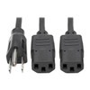 Tripp Lite Y Splitter Power Cable, NEMA 5-15P to 2x C13 - 10A, 125V, 18 AWG, 1.5 ft., Black P006-18N-2 037332213938