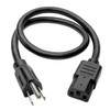 Tripp Lite Heavy-Duty Computer Power Cord Lead Cable, 15A, 14AWG (NEMA 5-15P to IEC-320-C13), 0.61 m (2-ft.) P007-002 037332150011