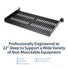 StarTech.com 1U Server Rack Shelf - Universal Vented Rack Mount Cantilever Tray for 19" Network Equipment Rack & Cabinet - Heavy Duty Steel – Weight Capacity 50lb/23kg - 10" Deep Shelf, Black 42668
