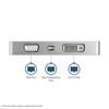 StarTech.com USB C Multiport Video Adapter with HDMI, VGA, Mini DisplayPort or DVI - USB Type C Monitor Adapter to HDMI 1.4 or mDP 1.2 (4K) - VGA or DVI (1080p) - Silver Aluminum 42829