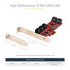 StarTech.com SATA PCIe Card - 10 Port PCIe SATA Expansion Card - 6Gbps - Low/Full Profile - Stacked SATA Connectors - ASM1062 Non-Raid - PCI Express to SATA Converter/Adapter 10P6G-PCIE-SATA-CARD 065030893763