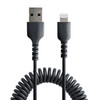 StarTech.com 50cm (20in) USB to Lightning Cable, MFi Certified, Coiled iPhone Charger Cable, Black, Durable TPE Jacket Aramid Fiber, Heavy Duty Coil Lightning Cable RUSB2ALT50CMBC 065030893633