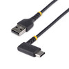 StarTech.com 6ft (2m) USB A to C Charging Cable Right Angle - Heavy Duty Fast Charge USB-C Cable - Black USB 2.0 A to Type-C - Rugged Aramid Fiber - 3A - USB Charging Cord R2ACR-2M-USB-CABLE 065030895866