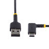 StarTech.com 6ft (2m) USB A to C Charging Cable Right Angle - Heavy Duty Fast Charge USB-C Cable - Black USB 2.0 A to Type-C - Rugged Aramid Fiber - 3A - USB Charging Cord R2ACR-2M-USB-CABLE 065030895866