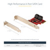 StarTech.com SATA PCIe Card - 4 Port PCIe SATA Expansion Card - 6Gbps - Low Profile Bracket - Stacked SATA Connectors - ASM1164 Non-Raid - PCI Express to SATA Converter 4P6G-PCIE-SATA-CARD 065030893879