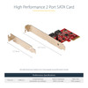 StarTech.com SATA PCIe Card - 2 Port PCIe SATA Expansion Card - 6Gbps - Full/Low Profile - PCI Express to SATA Adapter/Controller - ASM1062R SATA RAID - PCIe to SATA Converter 2P6GR-PCIE-SATA-CARD 065030893169