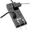 Tripp Lite 6-Outlet Surge Protector with 4 USB Ports (4.2A Shared) - 6 ft. Cord, 900 Joules, Black TLP664USBB 037332223586
