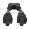 Tripp Lite Extension Cord Y Splitter, NEMA 5-15P to 2x NEMA 5-15R - 13A, 125V, 16 AWG, 1 ft. (0.3 m), Black 37332275189