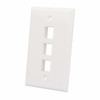 Intellinet 3-Outlet Keystone Wall Plate, Ivory 766623772488