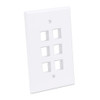 Intellinet 6-Outlet Oversized Keystone Wall Plate, White 766623772556
