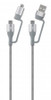 Manhattan USB-C & USB-A 4-in-1 Charge & Sync Cable, 1m, USB-C & USB-A to USB-C, USB-A and Micro-B, 480 Mbps (USB 2.0), 3A / 60W (fast charging), Male to Male, Braided Design, Space Grey, Lifetime Warranty, Boxed 766623390606