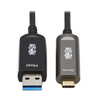 Tripp Lite U428F-20M-D3 USB-A to USB-C AOC Cable (M/M) - USB 3.2 Gen 2 (10Gbps) Plenum-Rated Fiber Active Optical - Data Only, Black, 20 m (66 ft.) 037332275042