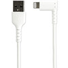 StarTech CB RUSBLTMM2MWR 6.6ft Angled Lightning to USB Cable Apple MFi White