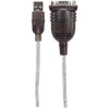 Manhattan USB-A to Serial Converter cable, 45cm, Male to Male, Serial/RS232/COM/DB9, Prolific PL-2303RA Chip, Equivalent to ICUSB232V2, Black/Silver cable, Three Year Warranty, Polybag 766623205153