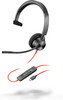 POLY Blackwire 3310 Monaural USB-C Headset +USB-C/A Adapter