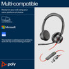 POLY Blackwire 8225 Stereo Microsoft Teams Certified USB-C Headset +USB-C/A Adapter