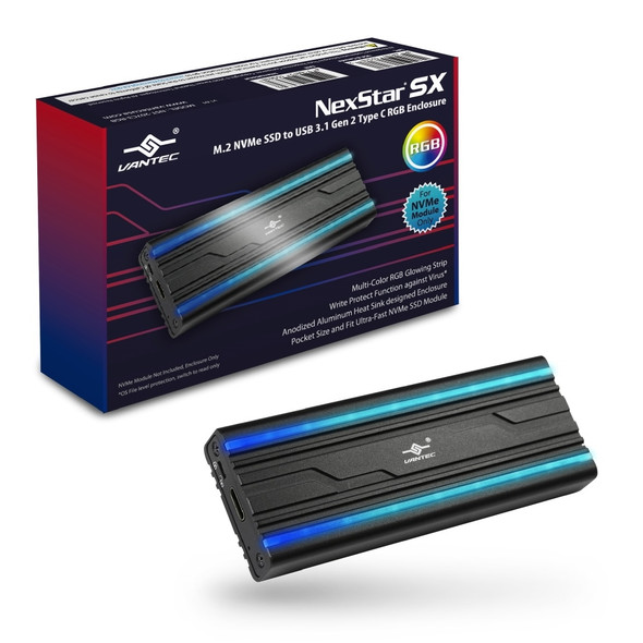 Vantec RD NST-207C3-RGB M.2 NVMe SSD To USB3.1 Gen2 Type C RGB Enclosure RTL