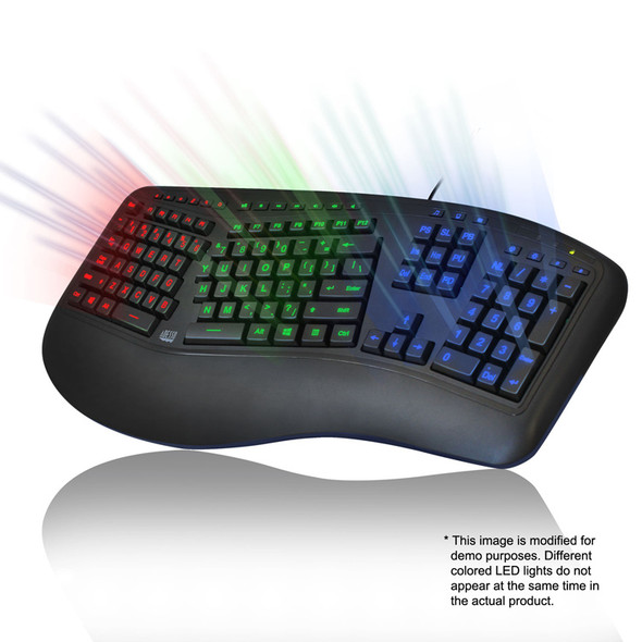 Adesso Keyboard AKB-150EB USB Tru-Form 150 3-Color Illuminated Ergonomic KB
