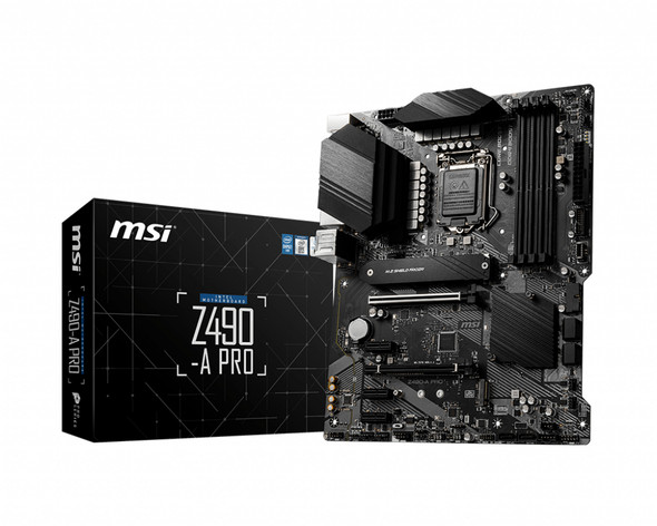 MSI Z490-A PRO Motherboard 'ATX, LGA1200, DDR4, LAN, USB 3.2 Gen2, Type C, M.2, DisplayPort, HDMI, Gen 4 Ready, 10th Gen Intel Core' 109199