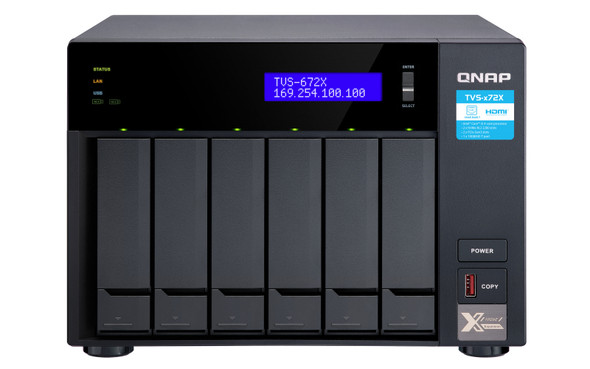 QNAP Network Attached Storage TVS-672X-i3-8G-US 6bay Core i3-8100T 3.1GHz 8GB DDR4 10GbEx1 1GbEx2 Retail