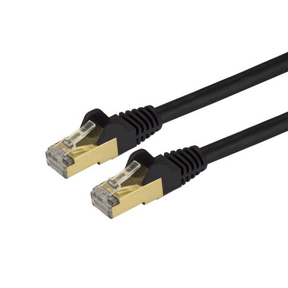 StarTech.com 7ft CAT6a Ethernet Cable - 10 Gigabit Shielded Snagless RJ45 100W PoE Patch Cord - 10GbE STP Network Cable w/Strain Relief - Black Fluke Tested/Wiring is UL Certified/TIA C6ASPAT7BK