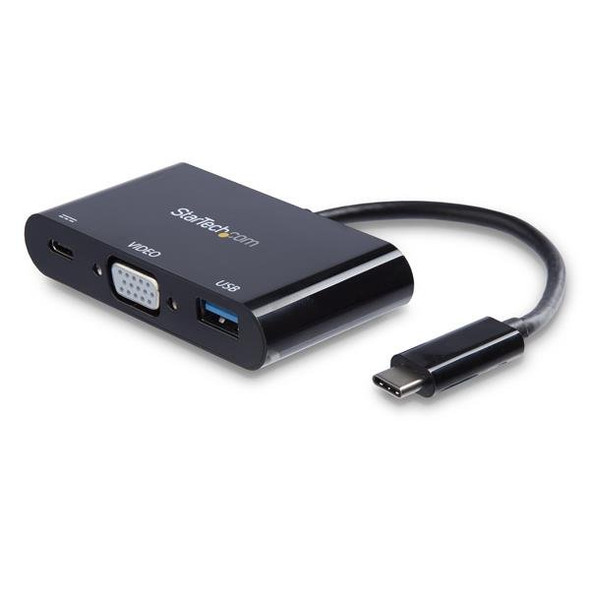 Startech.Com Usb-C To Vga Multifunction Adapter With Power Delivery And Usb-A Port Cdp2Vgauacp