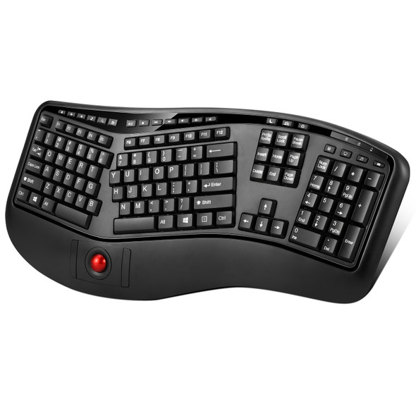 Adesso Tru-Form 3500 - 2.4 GHz Wireless Ergonomic Trackball Keyboard WKB-3500UB