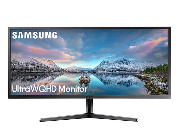 Samsung LS34J552WQNXZA computer monitor 86.6 cm (34.1") 3440 x 1440 pixels Quad HD Blue, Grey LS34J552WQNXZA