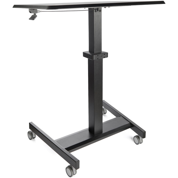 StarTech.com Mobile Standing Desk - Portable Sit Stand Ergonomic Height Adjustable Cart on Wheels - Rolling Computer/Laptop Workstation Table with Locking One-Touch Lift for Teacher/Student STSCART2