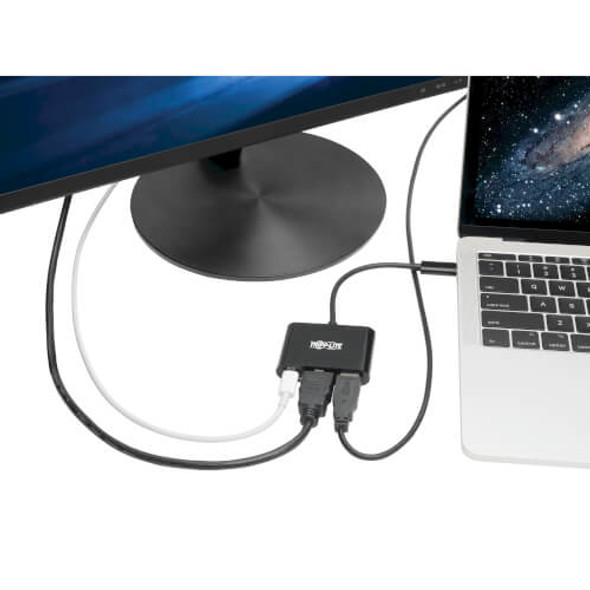 Tripp Lite USB-C to HDMI Adapter w/USB-A Hub and PD Charging – USB 3.1, Thunderbolt 3, 4K x 2K @ 30 Hz, Black U444-06N-H4UB-C