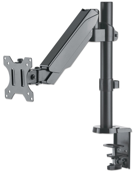 Manhattan TV & Monitor Mount, Desk, Full Motion (Gas Spring), 1 screen, Screen Sizes: 10-27", Black, Clamp or Grommet Assembly, VESA 75x75 to 100x100mm, Max 8kg, Lifetime Warranty 461573