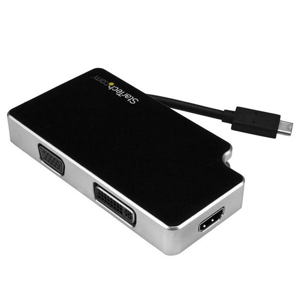 StarTech.com Travel A/V Adapter: 3-in-1 USB-C to VGA, DVI or HDMI - 4K CDPVGDVHDB