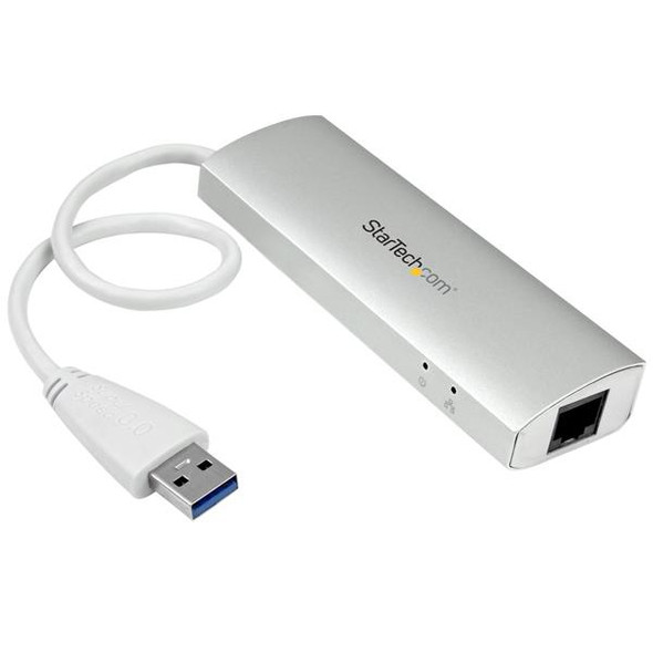 Startech.Com 3-Port Portable Usb 3.0 Hub Plus Gigabit Ethernet - Built-In Cable St3300G3Ua