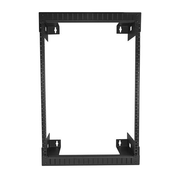 StarTech.com 15U 19" Wall Mount Network Rack - 12" Deep 2 Post Open Frame Server Room Rack for Data/AV/IT/Computer Equipment/Patch Panel with Cage Nuts & Screws 200lb Capacity, Black (RK15WALLO) RK15WALLO