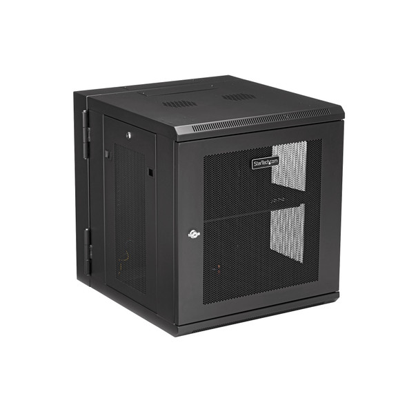 StarTech.com 12U 19" Wall Mount Network Cabinet - 20" Deep 4 Post Hinged Locking IT Computer Equipment Enclosure w/Shelf - Flexible Vented Switch Depth Data Rack Cisco 3850, 2960 Series RK1224WALHM