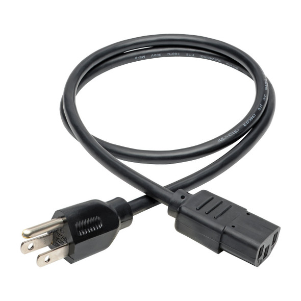 Tripp Lite Universal Computer Power Cord Lead Cable, 10A, 18AWG (NEMA 5-15P to IEC-320-C13), 0.91 m (3-ft.) P006-003